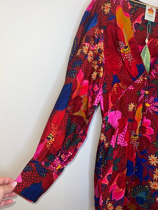 Farm Rio Snake Garden Red Floral Mini Dress NWT Large Tropical Boho - Picture 9 of 16